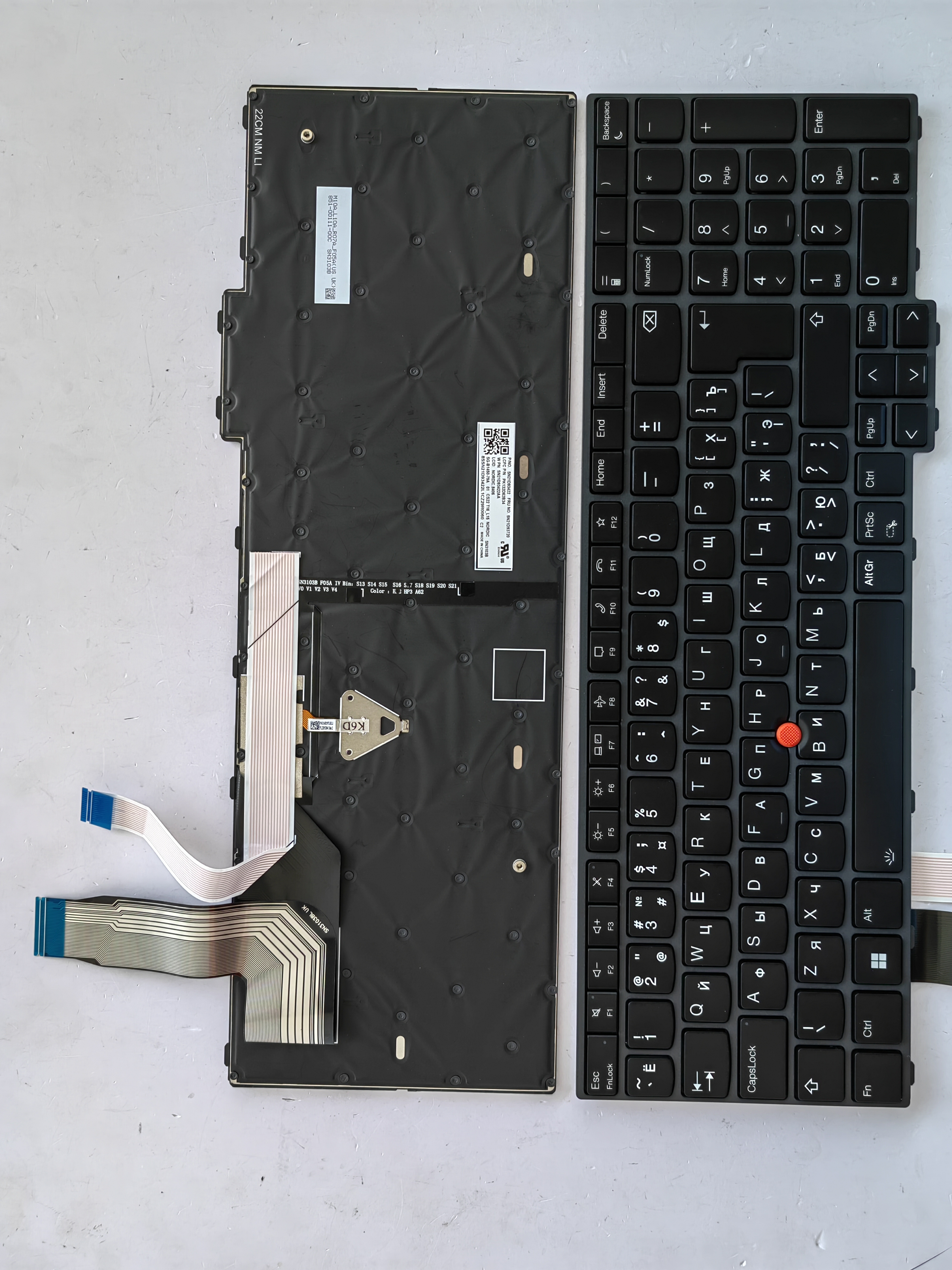 Picture of New Replacement Laptop Keyboard For IBM L15 GEN3/T16 P16S GEN1 GRAY FRAME BLACK With Point Backlit (OEM) RU Layout